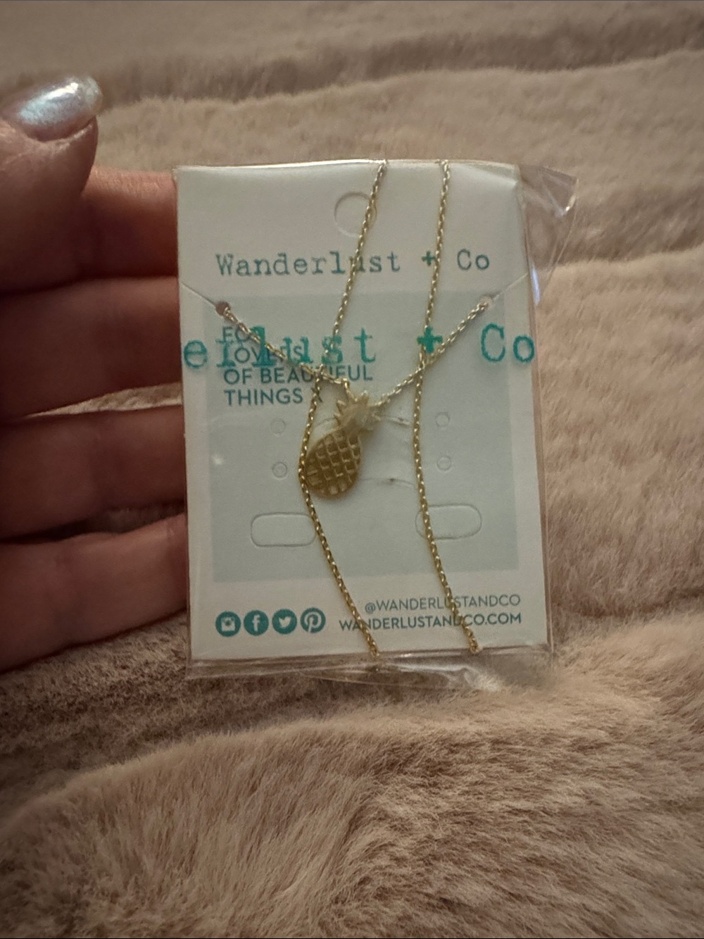 Wanderlust + Co Gold Pineapple Pendant Necklace